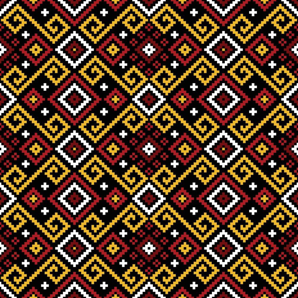Seamless fabric pattern Colorful geometric shapes, including, squares, triangles, circles, background, vector, native pattern ethnic fabric pattern. vector