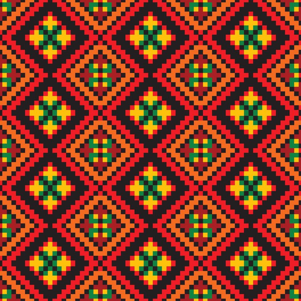 Seamless geometric pattern Bold squares, triangles and rectangles in orange, yellow and green create a captivating fabric design vector