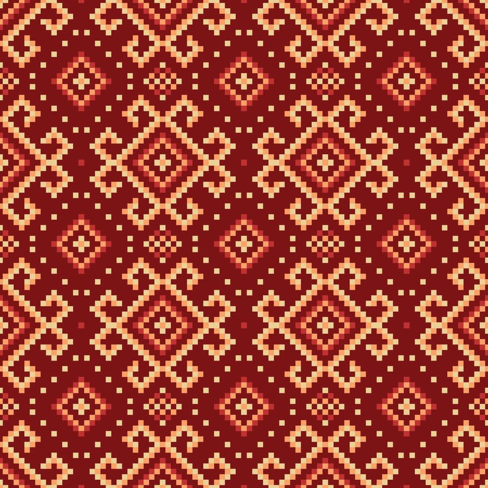 Seamless pattern. Cross stitch ethnic pattern. Graphic illustration vector design by retro geometric indian fabric motif