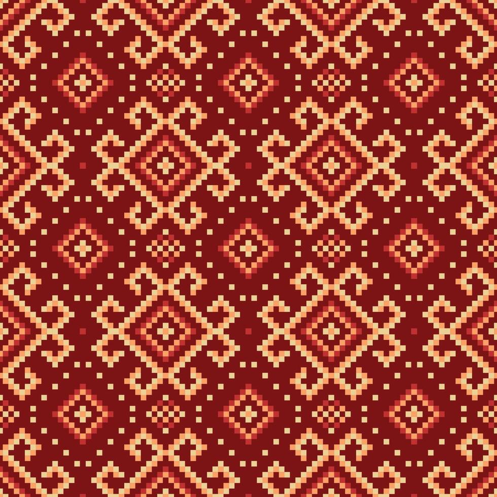 Seamless pattern. Cross stitch ethnic pattern. Graphic illustration vector design by retro geometric indian fabric motif