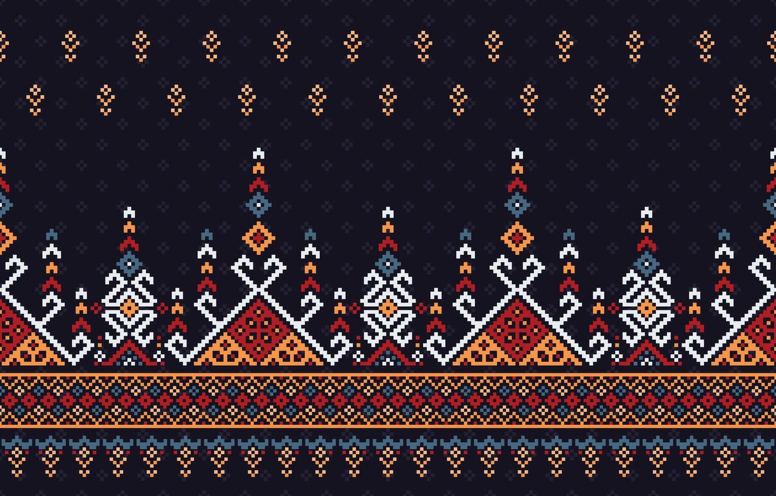 Geometric pixel fabric pattern Cross Stitch 084 vector