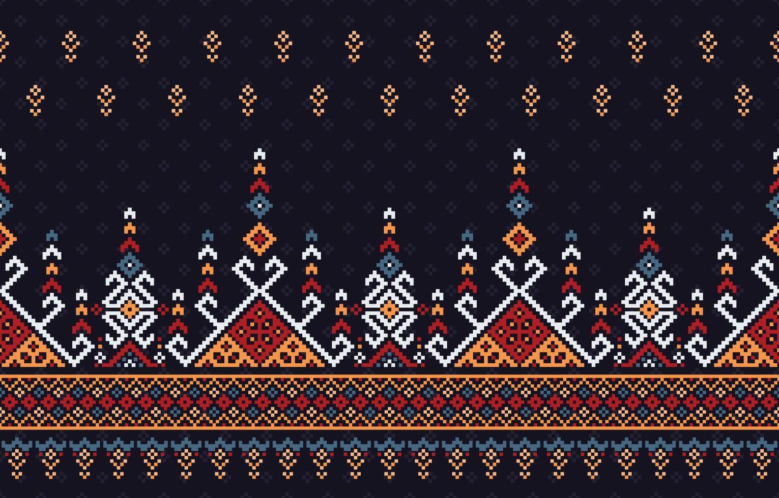 Geometric pixel fabric pattern Cross Stitch 084 vector