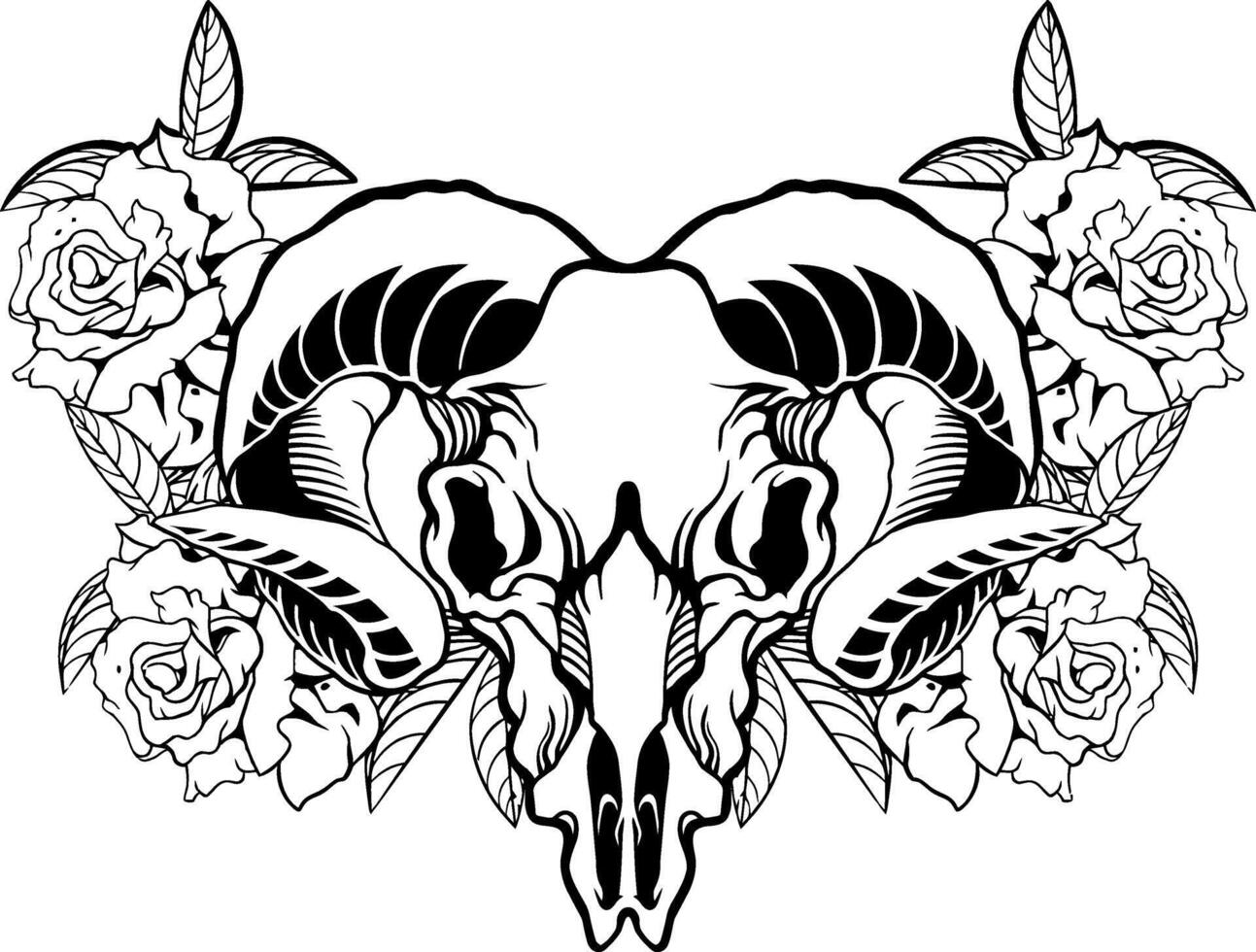 goat head skull illustration vector