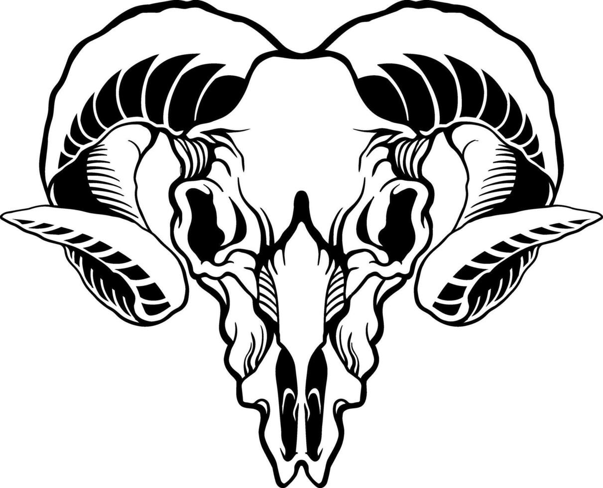 goat head skull illustration vector
