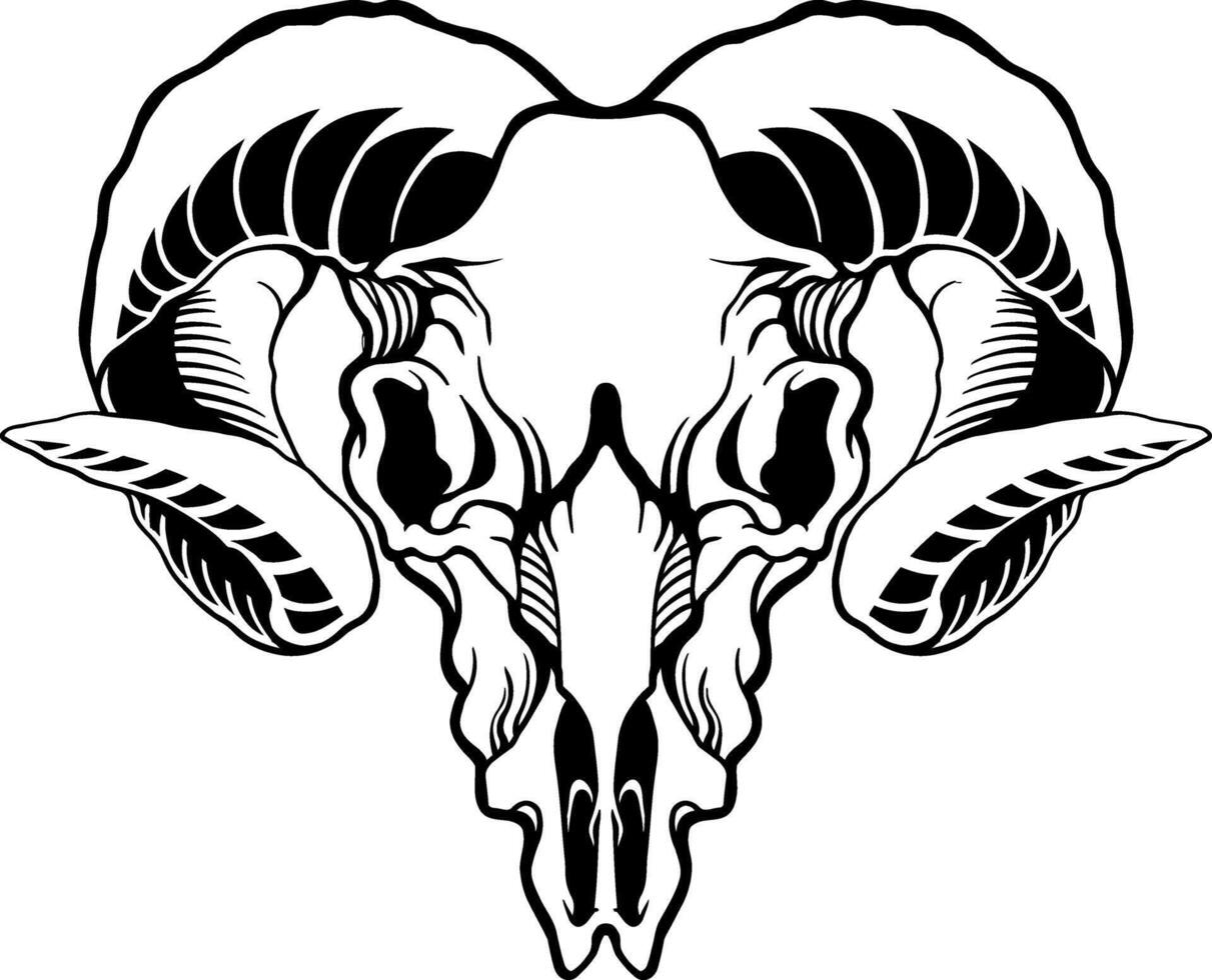 goat head skull illustration vector