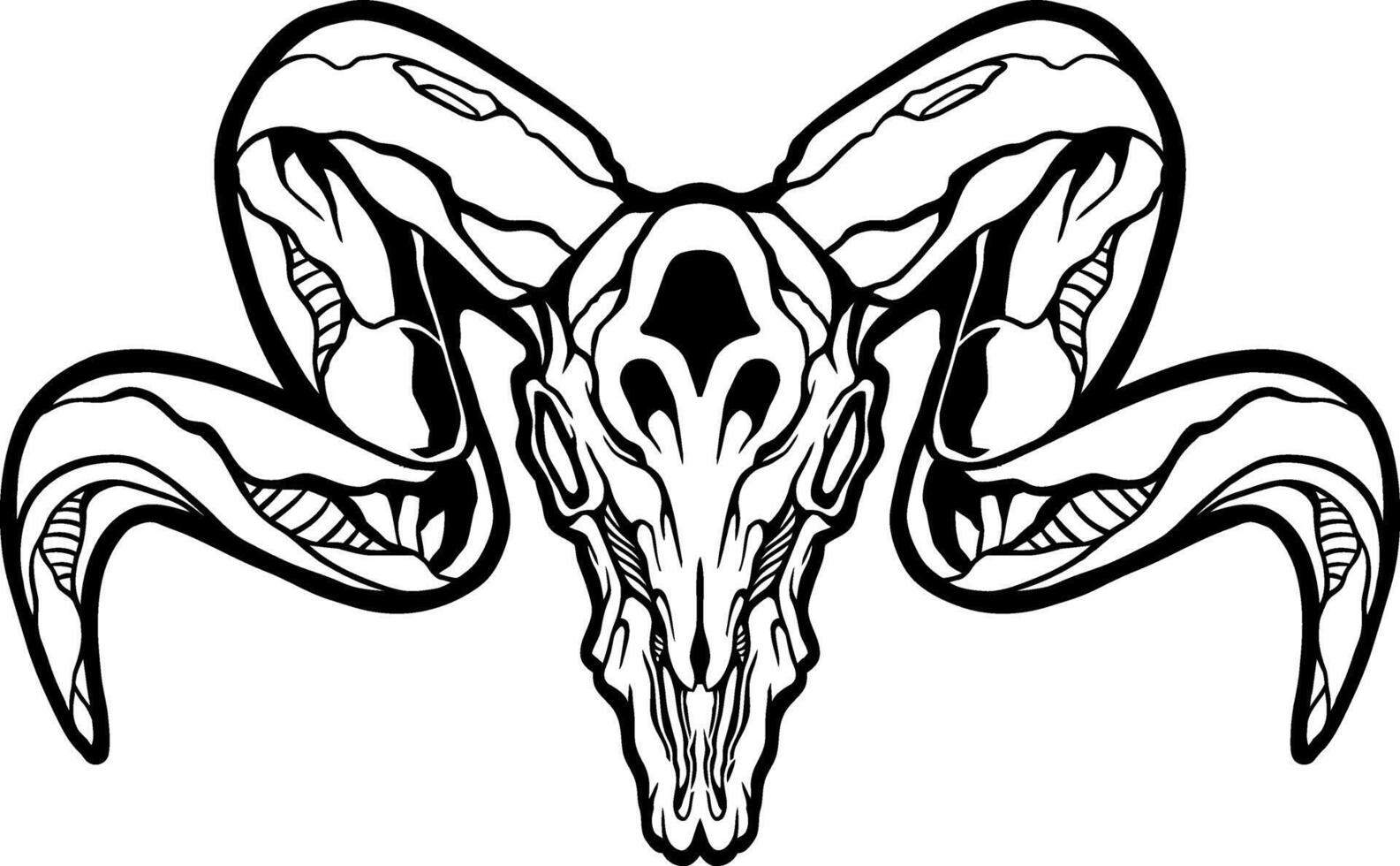 goat head skull illustration vector