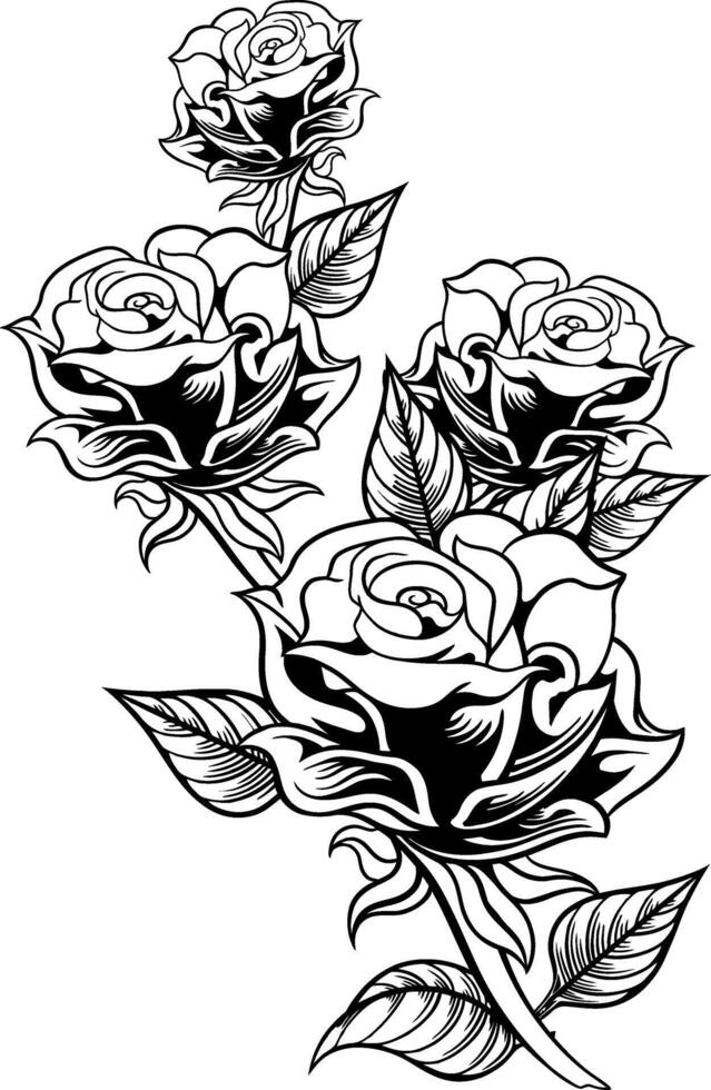 rose flower line art illustration vector