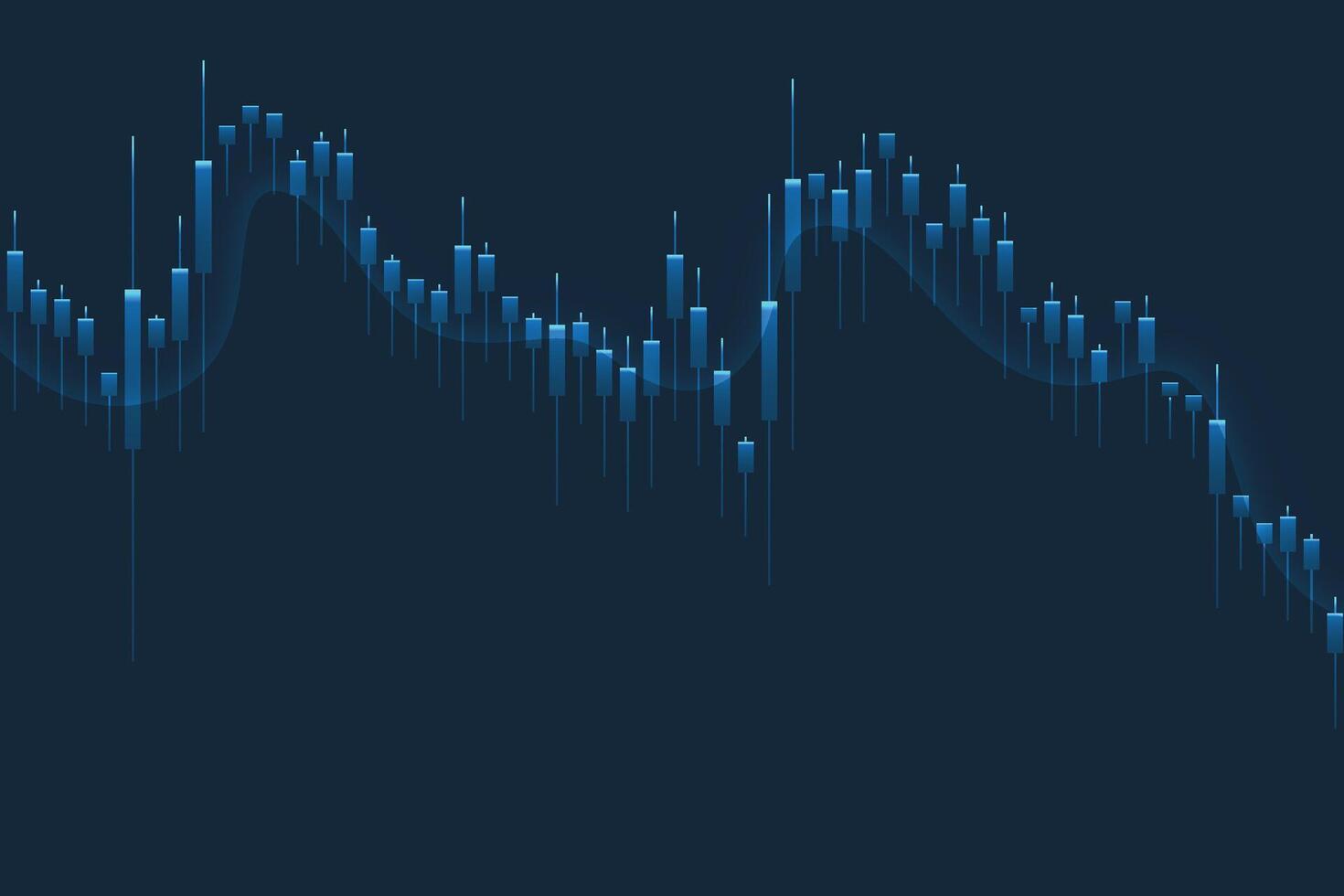 financiero negocio Estadísticas con bar grafico y candelero gráfico espectáculo valores mercado precio en oscuro antecedentes vector