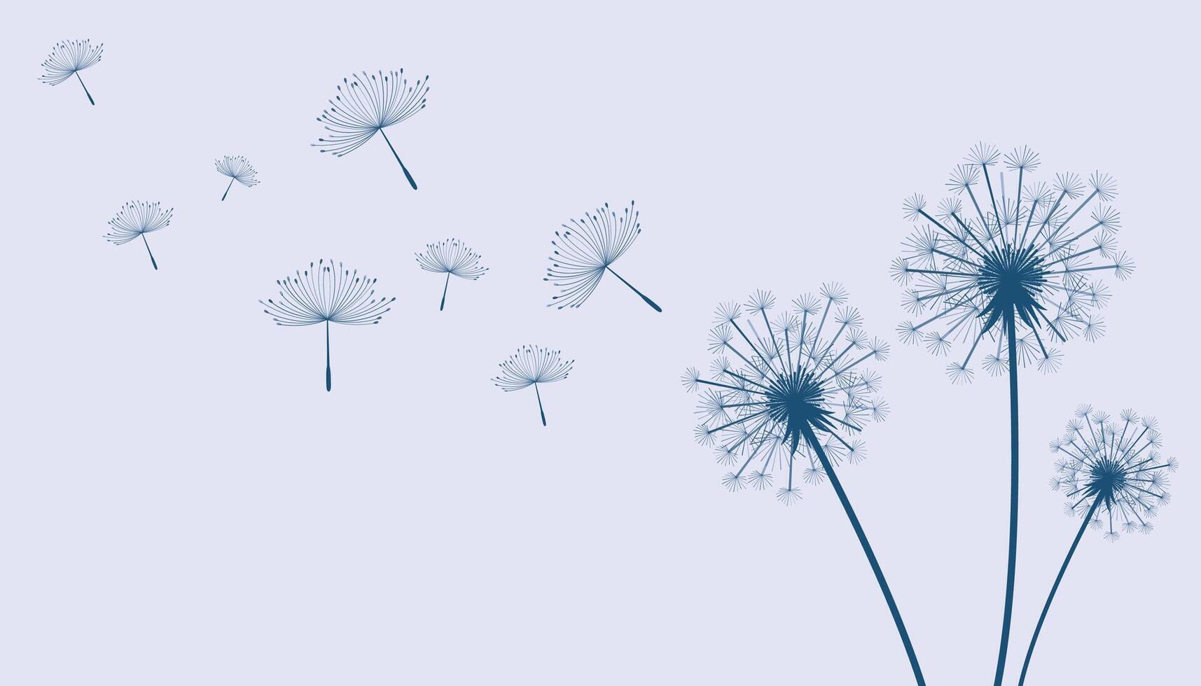 Flying dandelion seeds, vector icon. Vector isolated decoration element from scattered silhouettes.