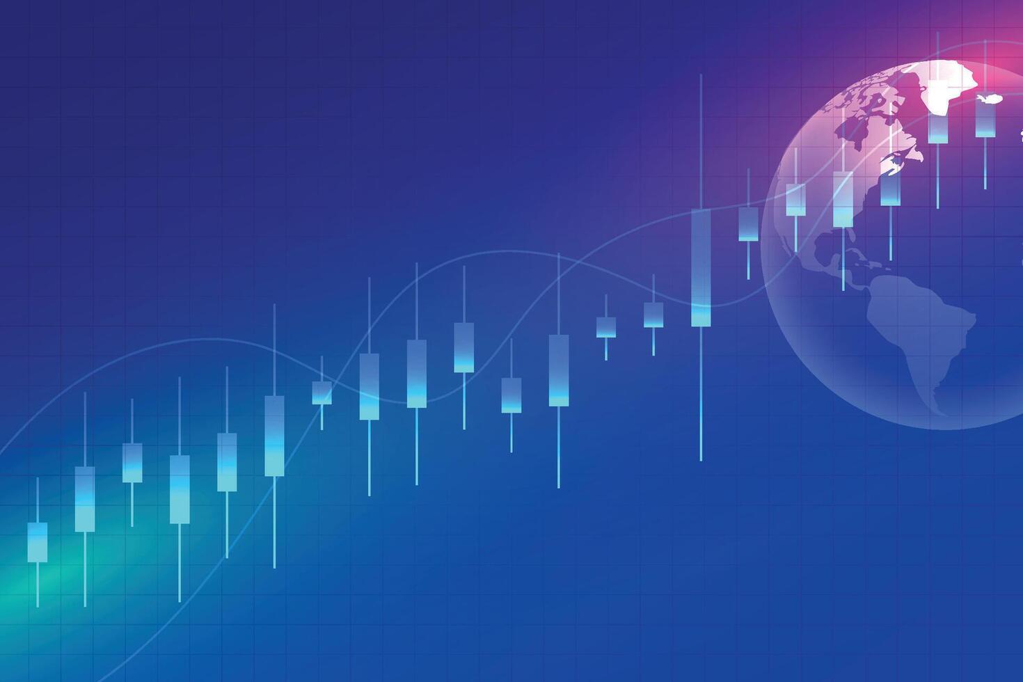 financiero negocio Estadísticas con bar grafico y candelero gráfico espectáculo valores mercado precio en oscuro antecedentes vector