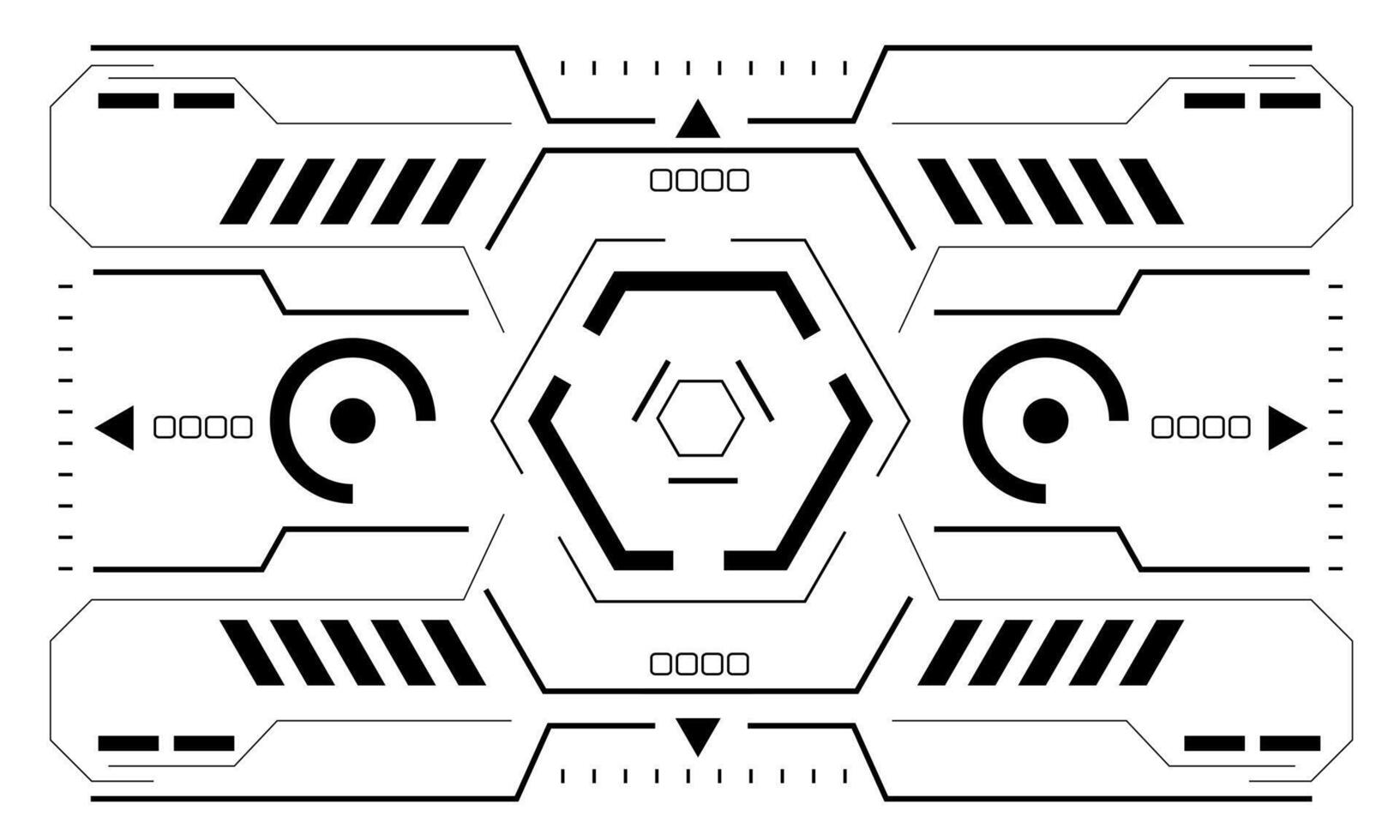 HUD sci-fi interface screen view black hexagon geometric design virtual reality futuristic technology creative display on white vector