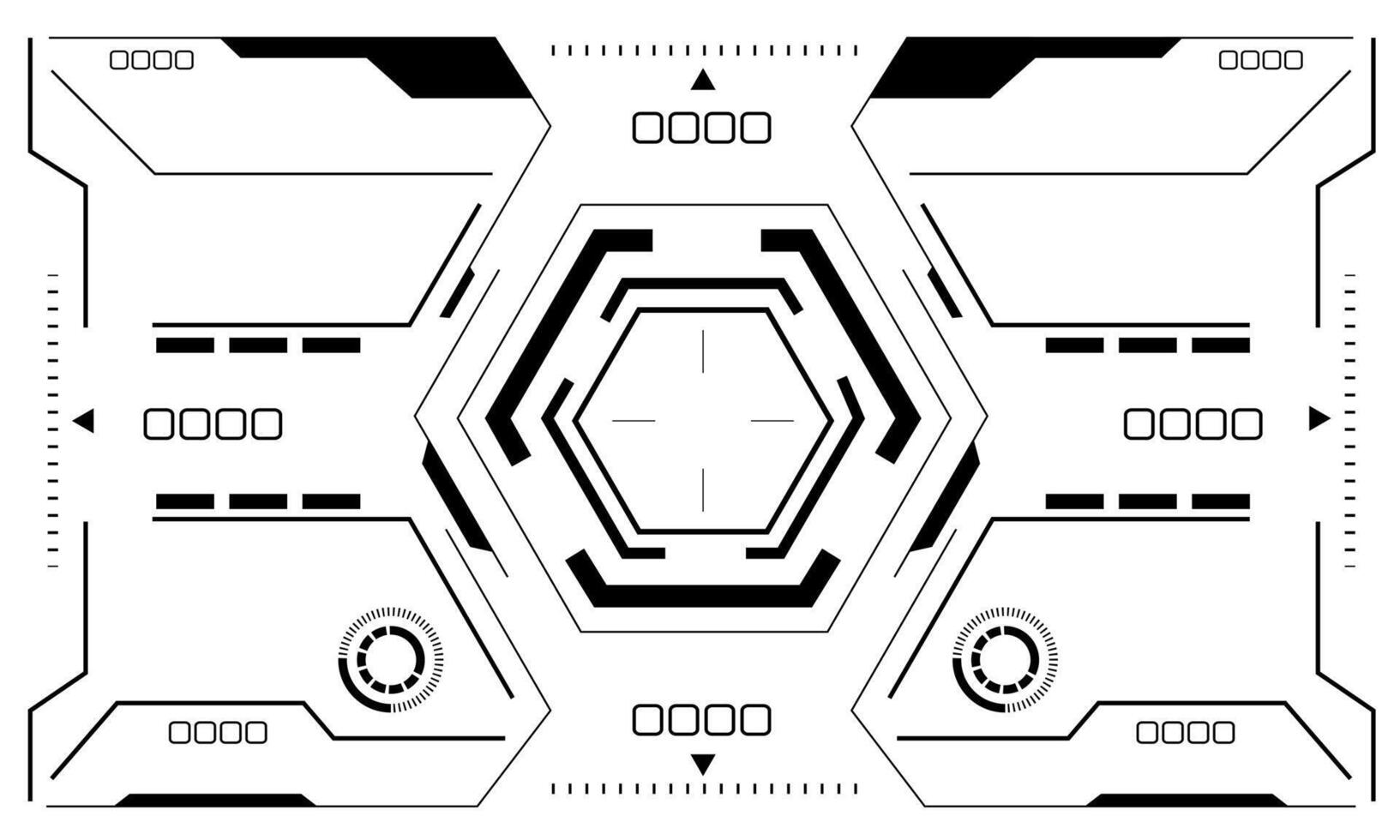 HUD sci-fi interface screen view black hexagon geometric design virtual reality futuristic technology creative display on white vector