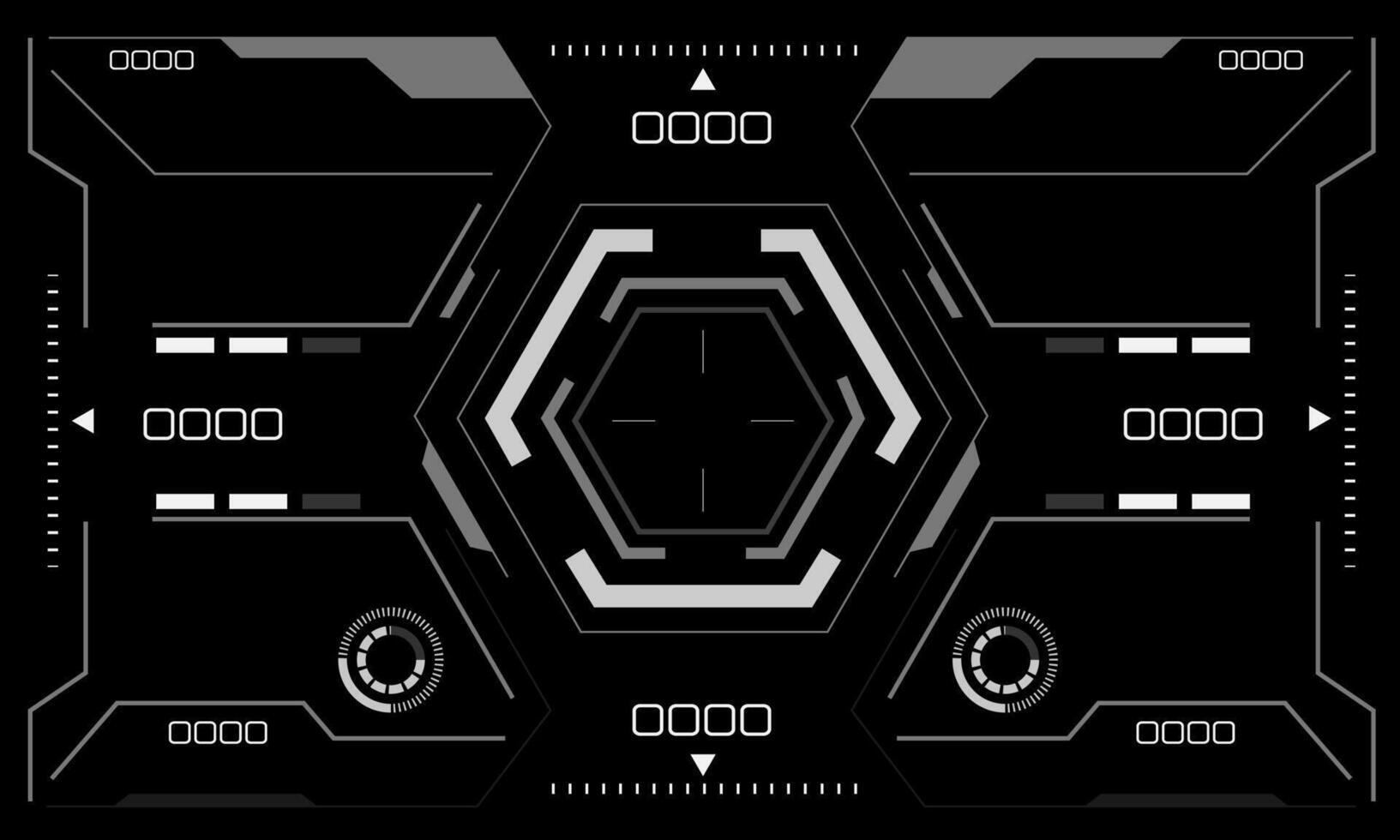 HUD sci-fi interface screen view white hexagon geometric design virtual reality futuristic technology creative display on black vector