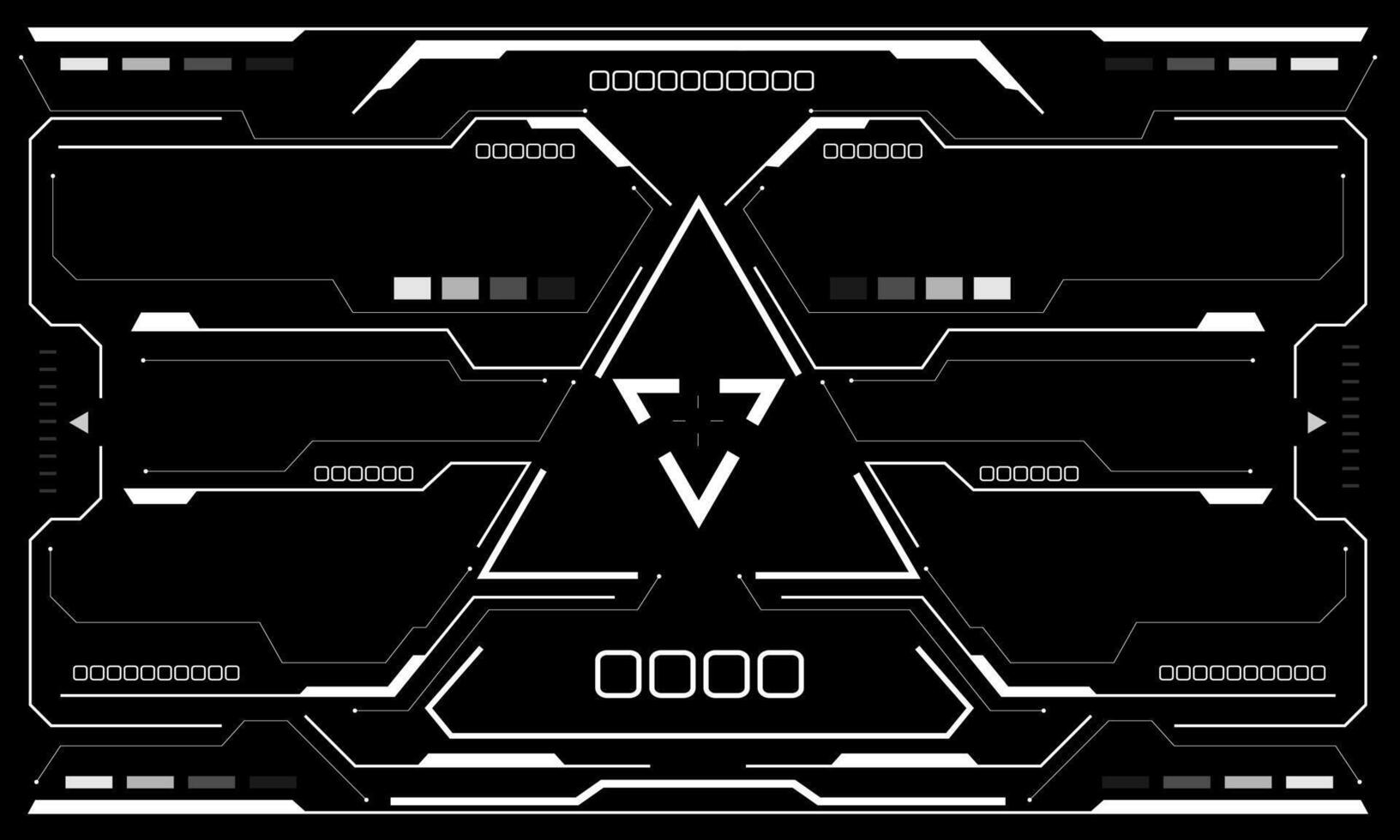 HUD sci-fi user interface view white triangle geometric design virtual reality futuristic technology creative display on black vector