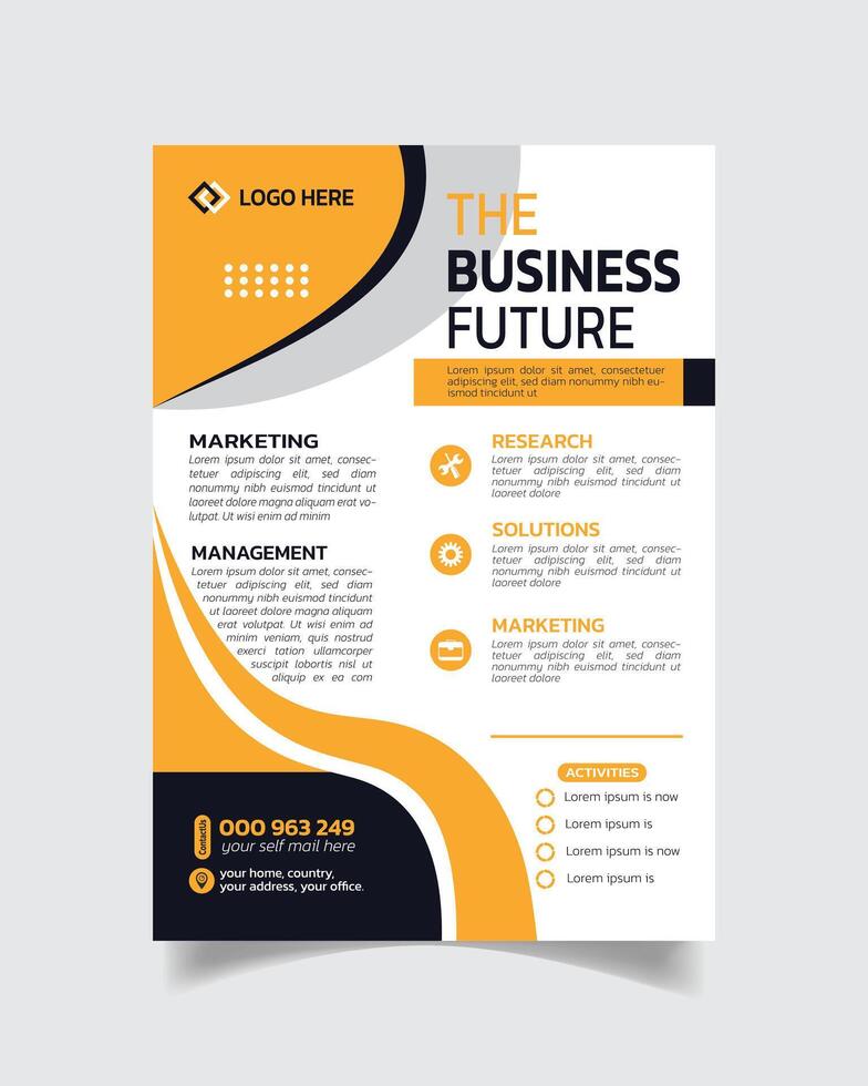 Real Elegance Business Flyer or Modern Business Leaflet  Yellow and Black Color vector