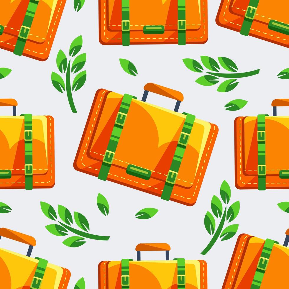 Vector pattern with suitcases in a cute cartoon style.