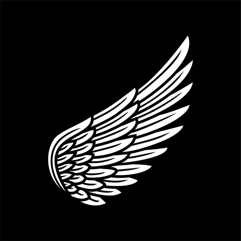 wings on black background, Design element for logo, poster, card, banner, emblem, t shirt. Vector illustration