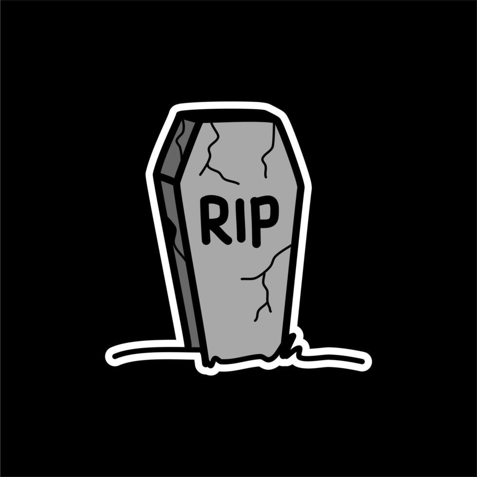 RIP, gravestone, Tombstone logo vector illustration, Design element for logo, poster, card, banner, emblem, t shirt. Vector illustration