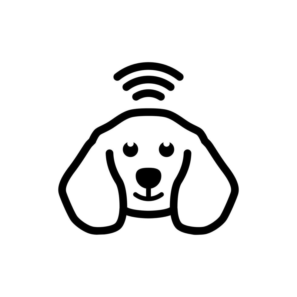 Dog logo with signal, Design element for logo, poster, card, banner, emblem, t shirt. Vector illustration.