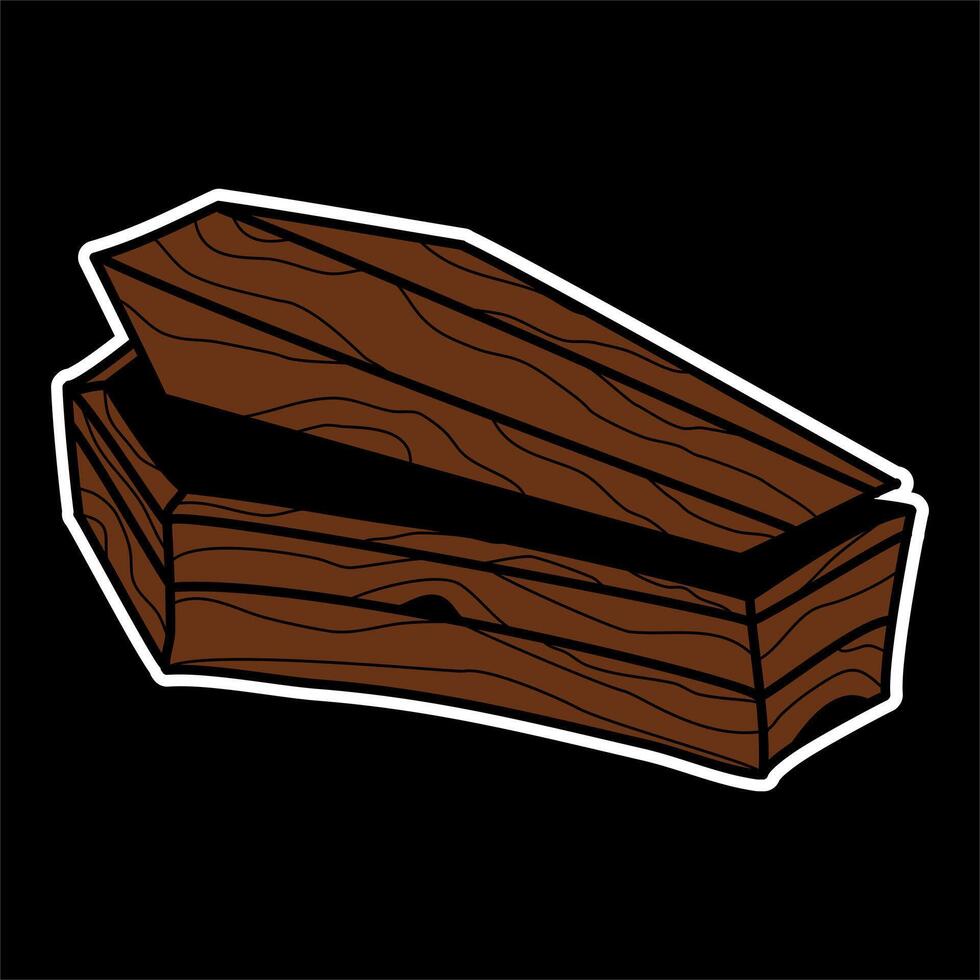 Coffin Design element for logo, poster, card, banner, emblem, t shirt. Vector illustration.