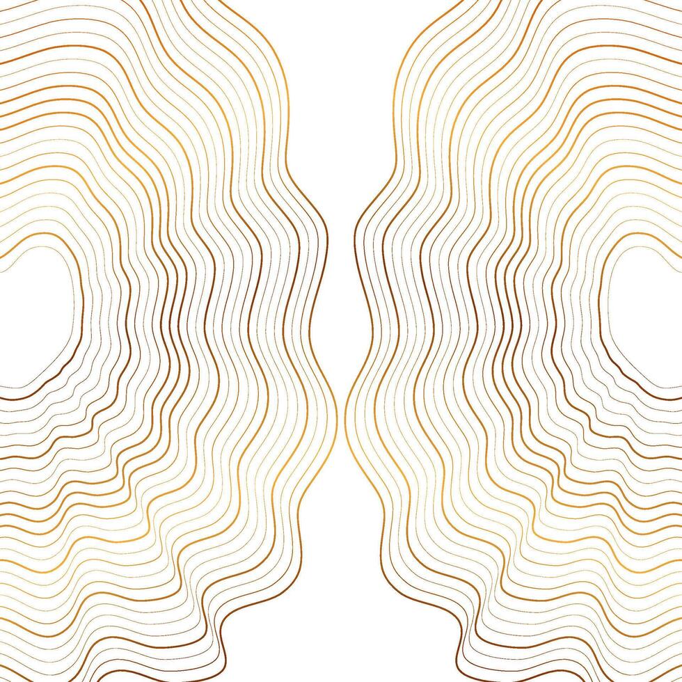 Golden curved wavy lines abstract background vector