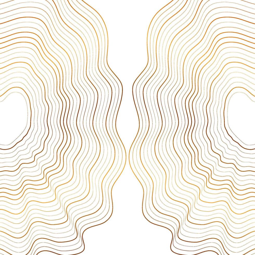 Golden curved wavy lines abstract background vector