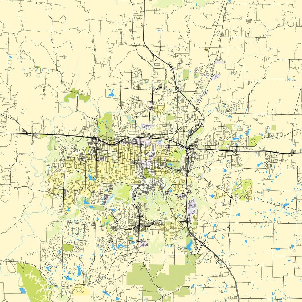 Map of Columbia, Missouri, USA vector