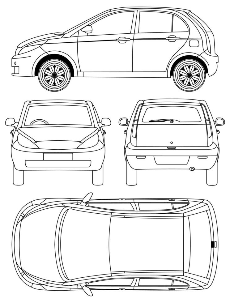 Small car blueprint vector