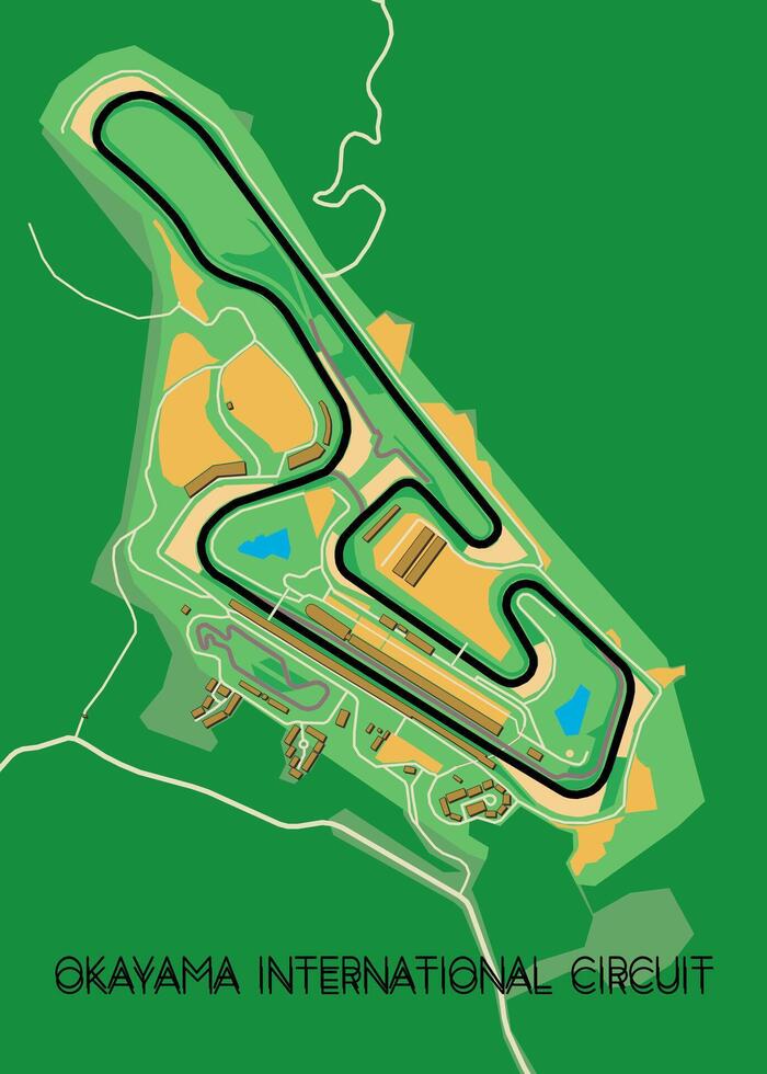 okayama internacional circuito carreras mapa póster Arte vector