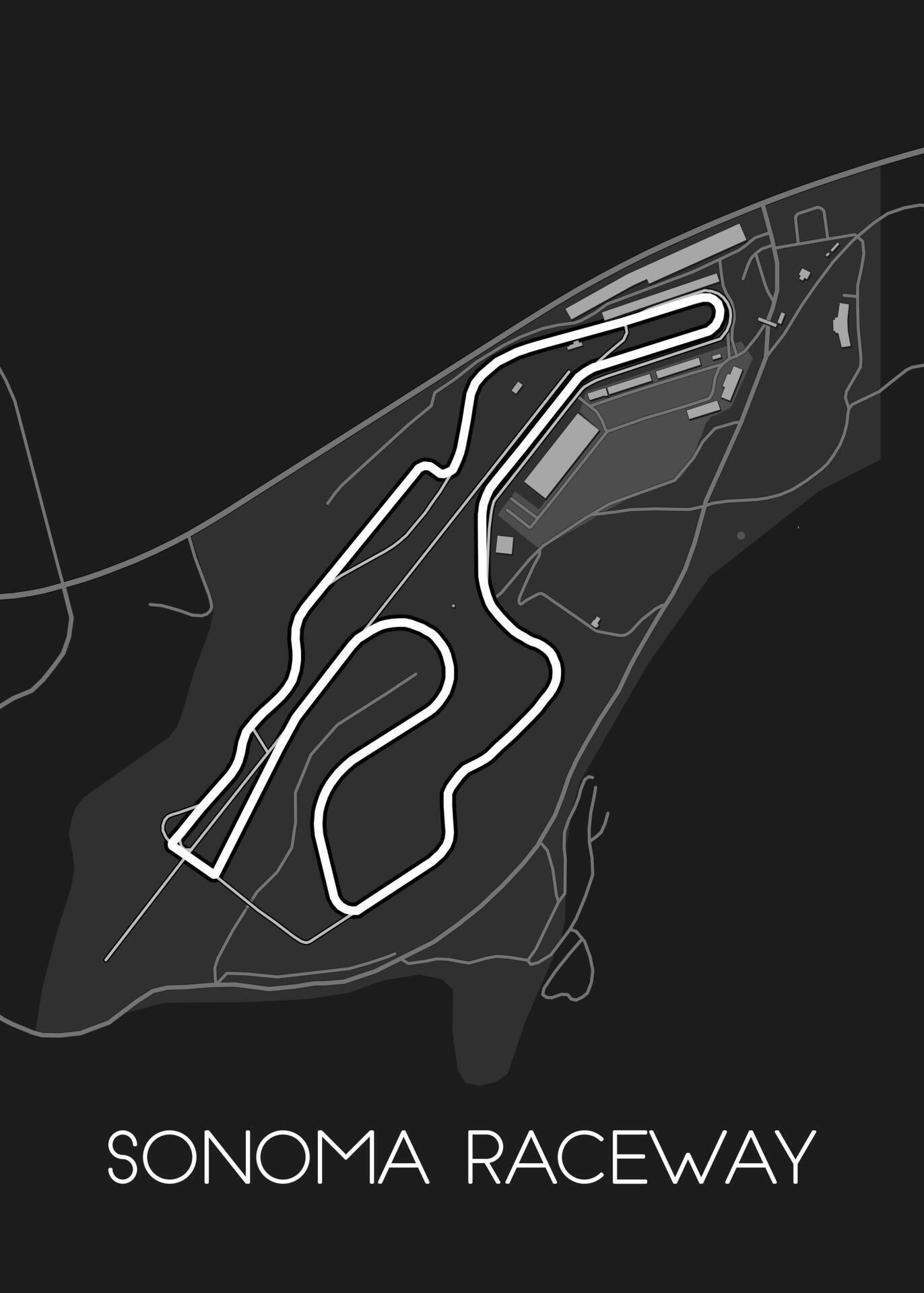 Sonoma Raceway, Sears Point Raceway map poster art 41335488 Vector Art