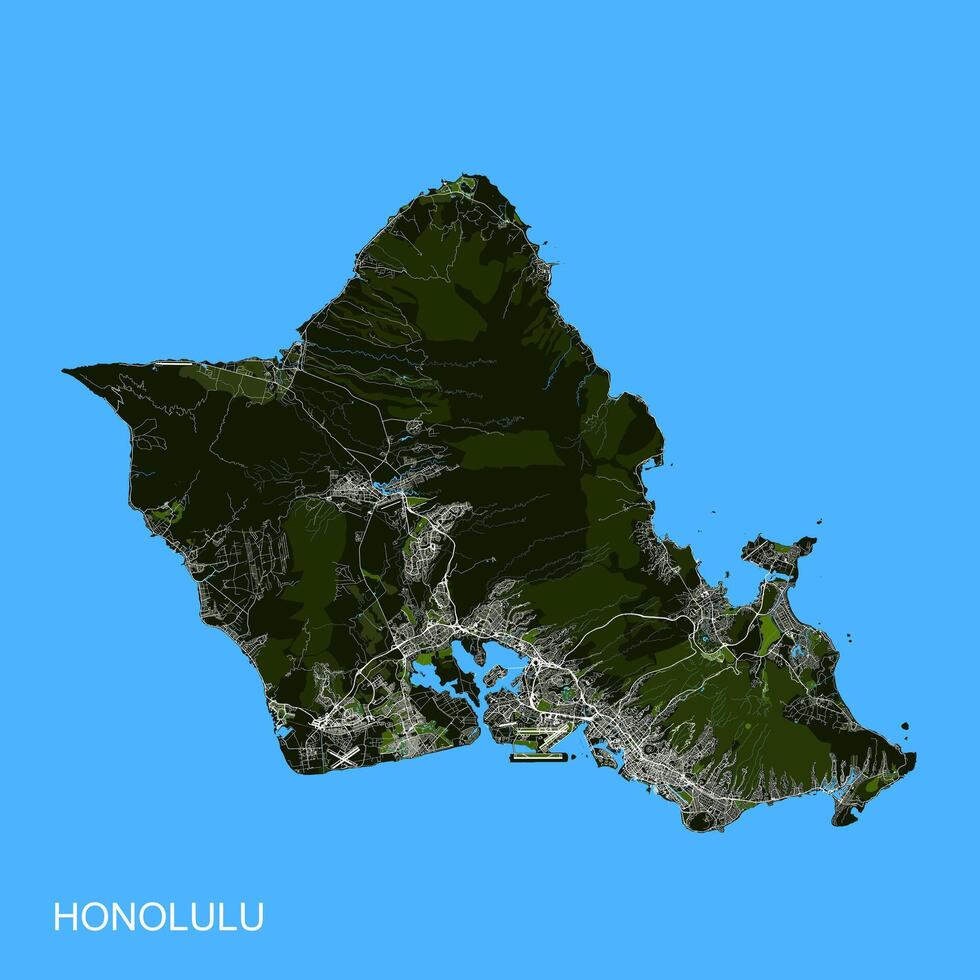 Vector city map Honolulu, Hawaii, USA