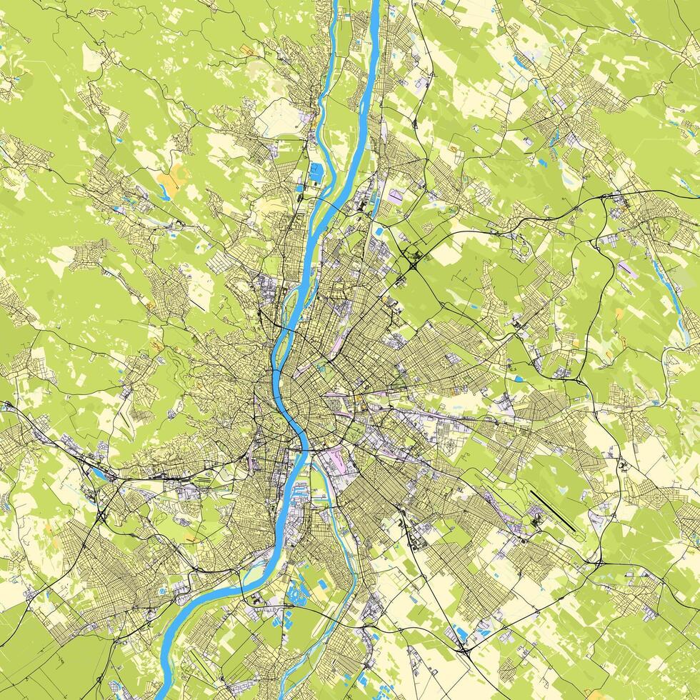 City map of Budapest, Hungary vector