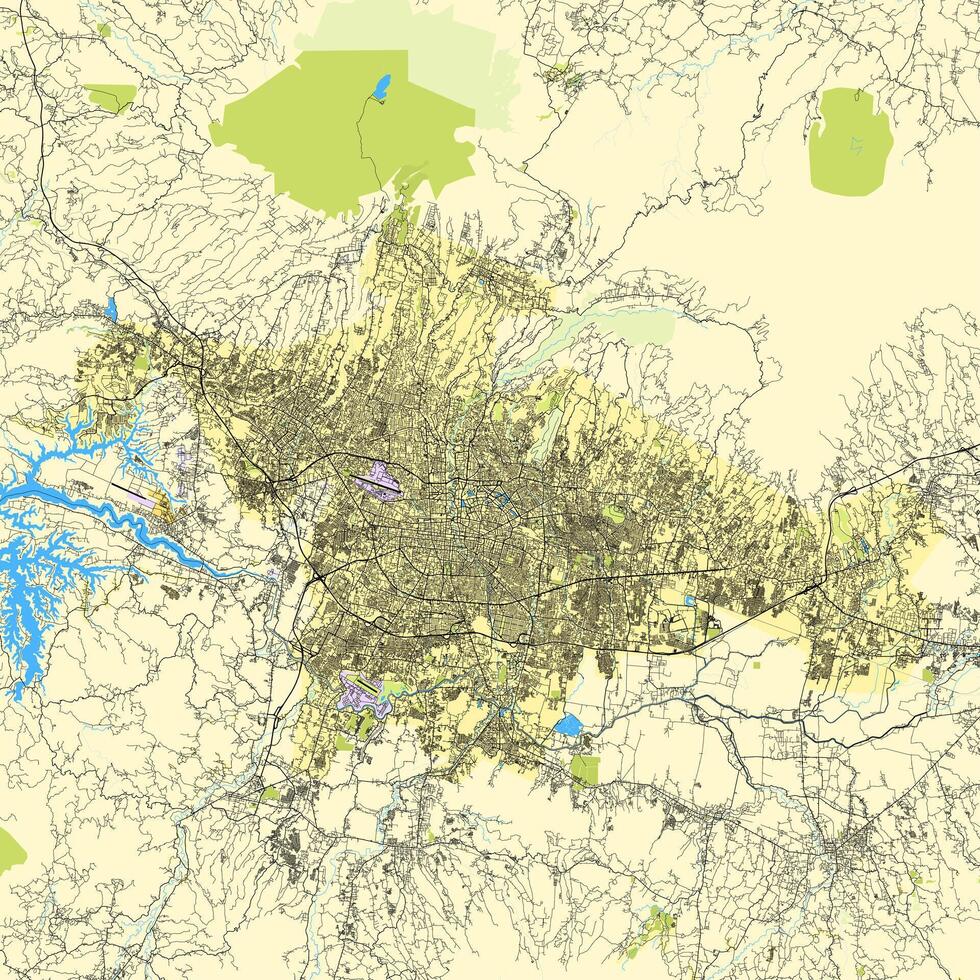 Map of Bandung City, West Java, Indonesia vector