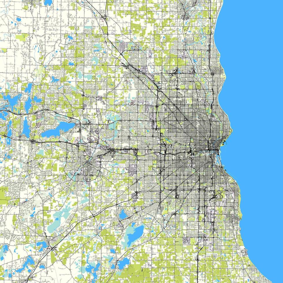 City map of Milwaukee, Wisconsin, USA vector