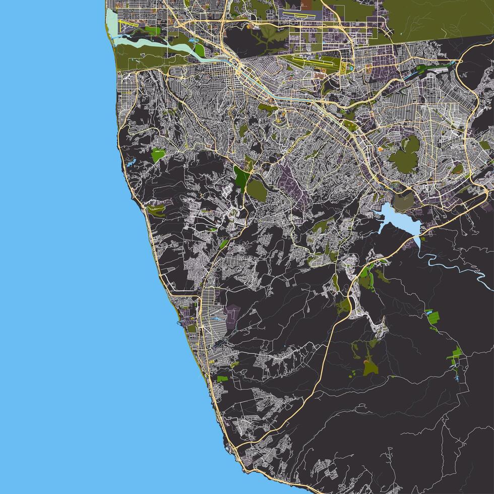 Map of Tijuana, Baja California, Mexico vector