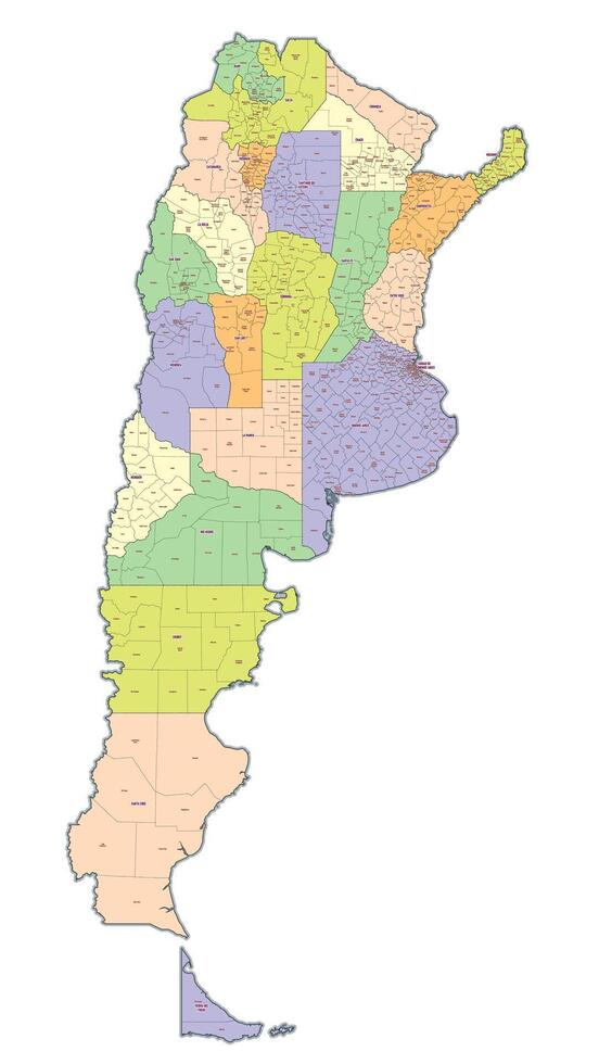 Administrative map of Argentina showing regions, provinces vector