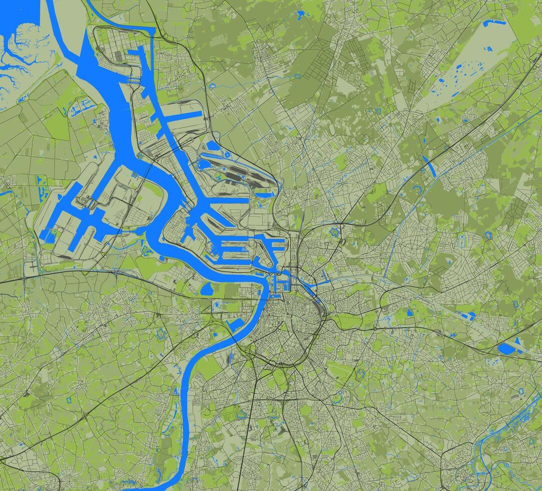 ciudad mapa de Amberes, Bélgica vector