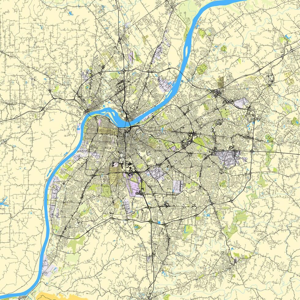 Map of Louisville, Kentucky, USA vector