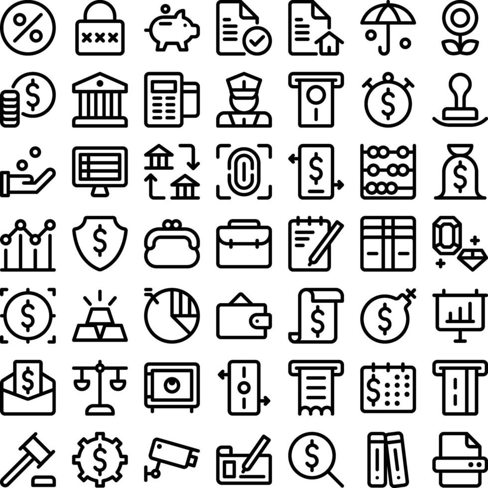 Vector of Banking Bank Icon Set. Perfect for user interface, new application