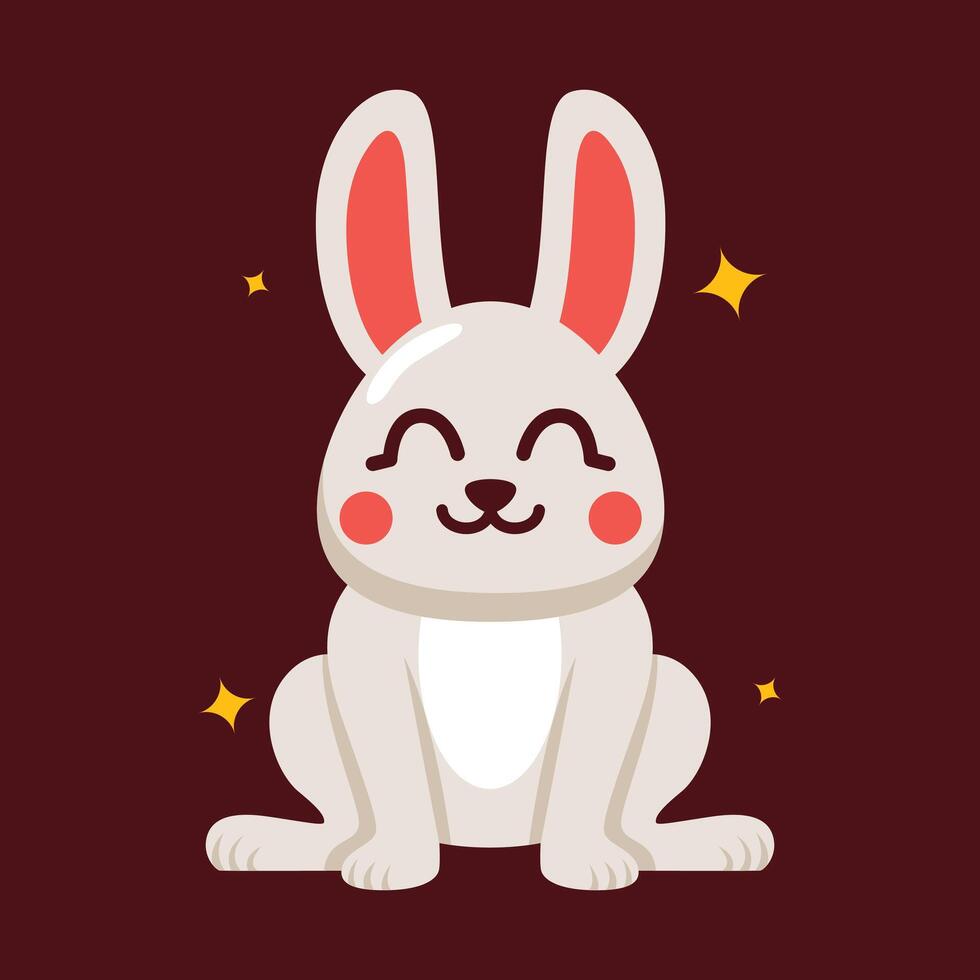 Flat Illustration of Cute Rabbit Vector. vector