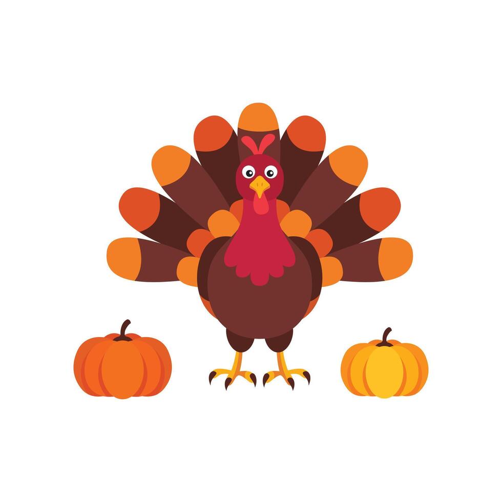 Flat Design Style of Pumpkin Pie and Whipped Cream for Thanksgiving Theme Illustration Vector. vector