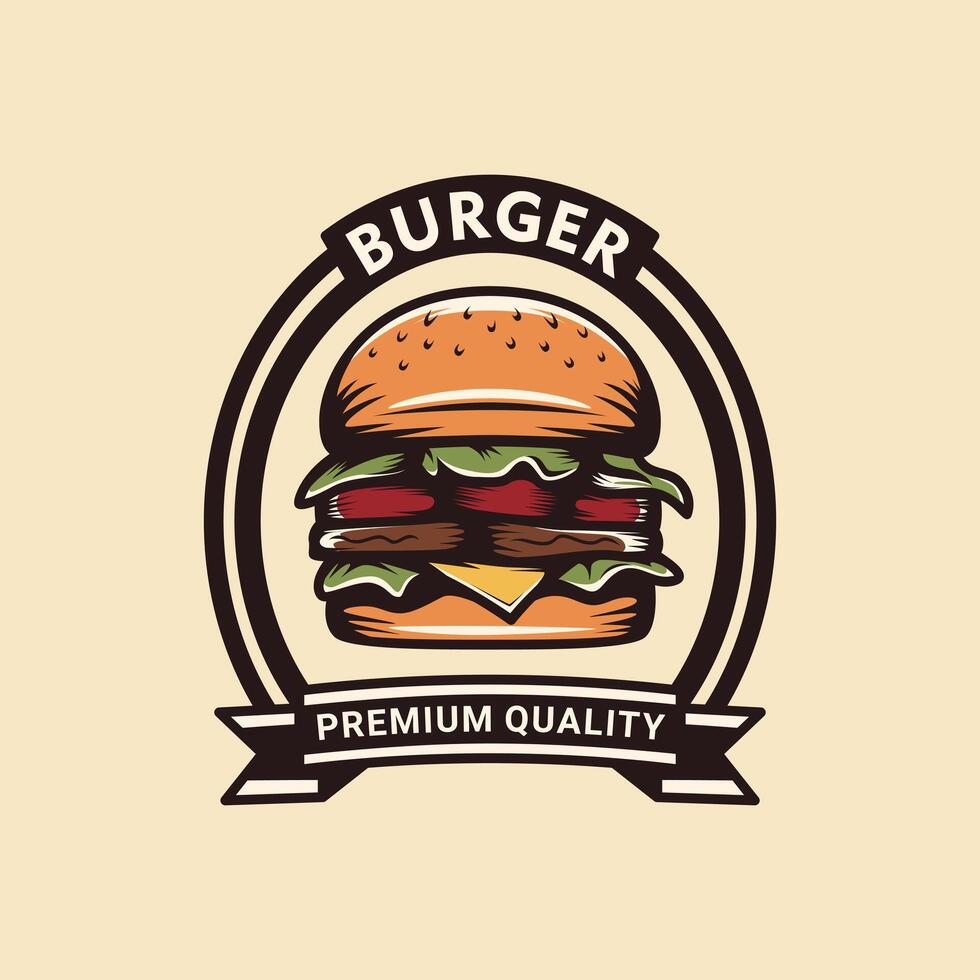 Illustration of Burger Vintage Logo Design. vector