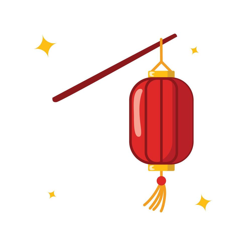 Flat Illustration of Traditional Chinese Lantern Vector Isolated on a White Background.