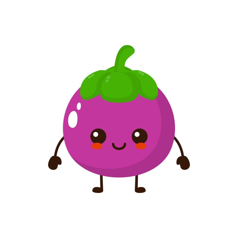 linda gracioso mangostán Fruta personaje. vector dibujos animados kawaii personaje ilustración