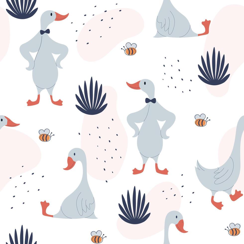 funny geese pattern vector