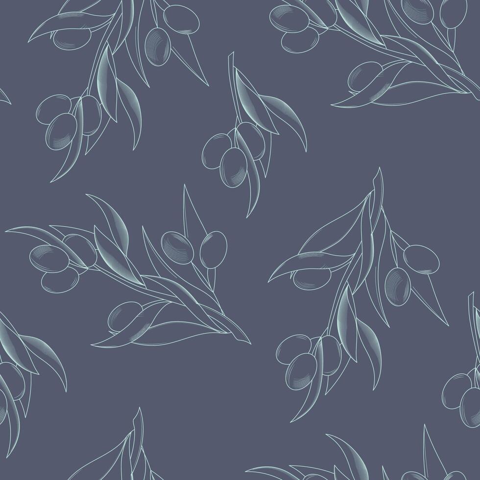 pattern with olives silhouette vector