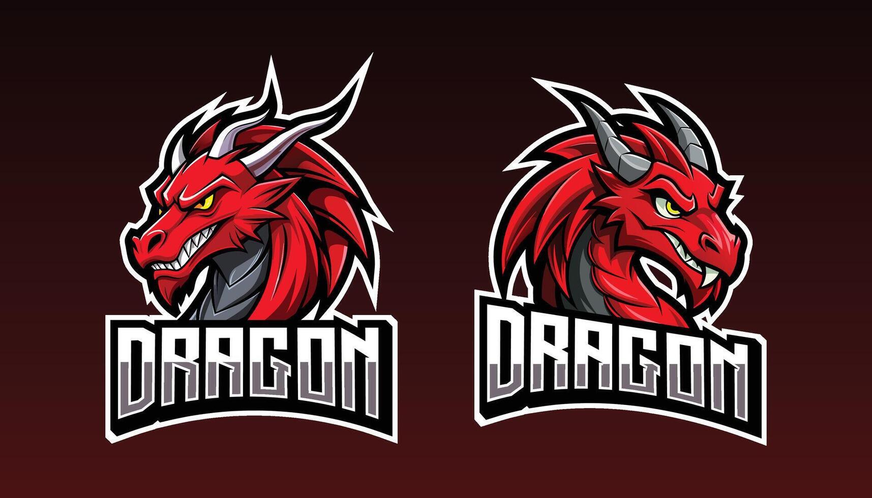 dragon esport gaming logo. set of dragon mascot design vector