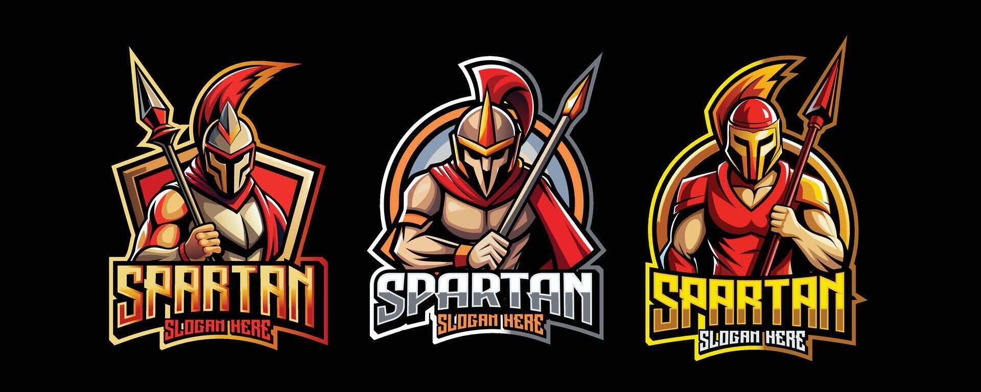 spartan esport gaming logo. set of spartan warrior mascot design vector