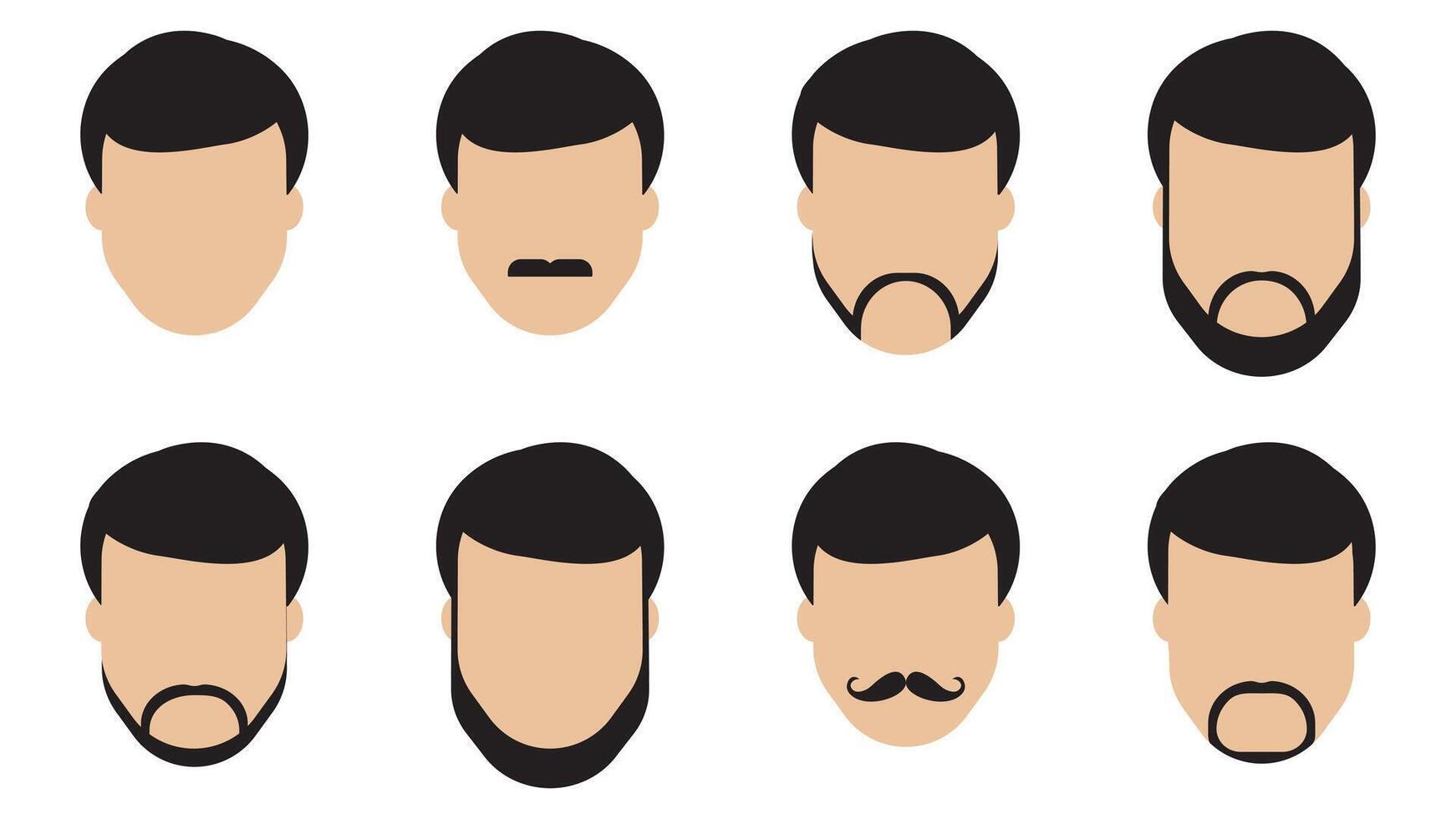 A set of Men's hairstyles, beards and moustache style. vector illustration