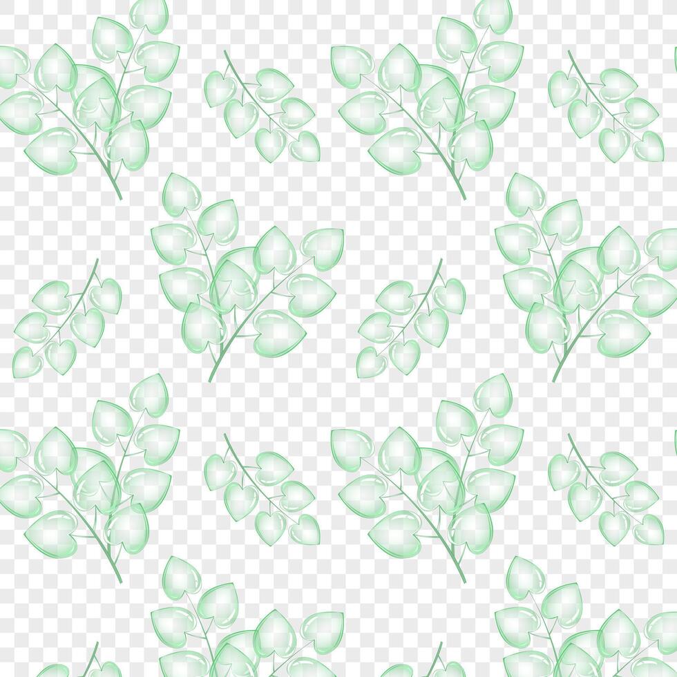 Seamless pattern branches with green leaves. For postcard, card, invitation, poster, banner template lettering typography. Seasons Greetings. Vector illustration